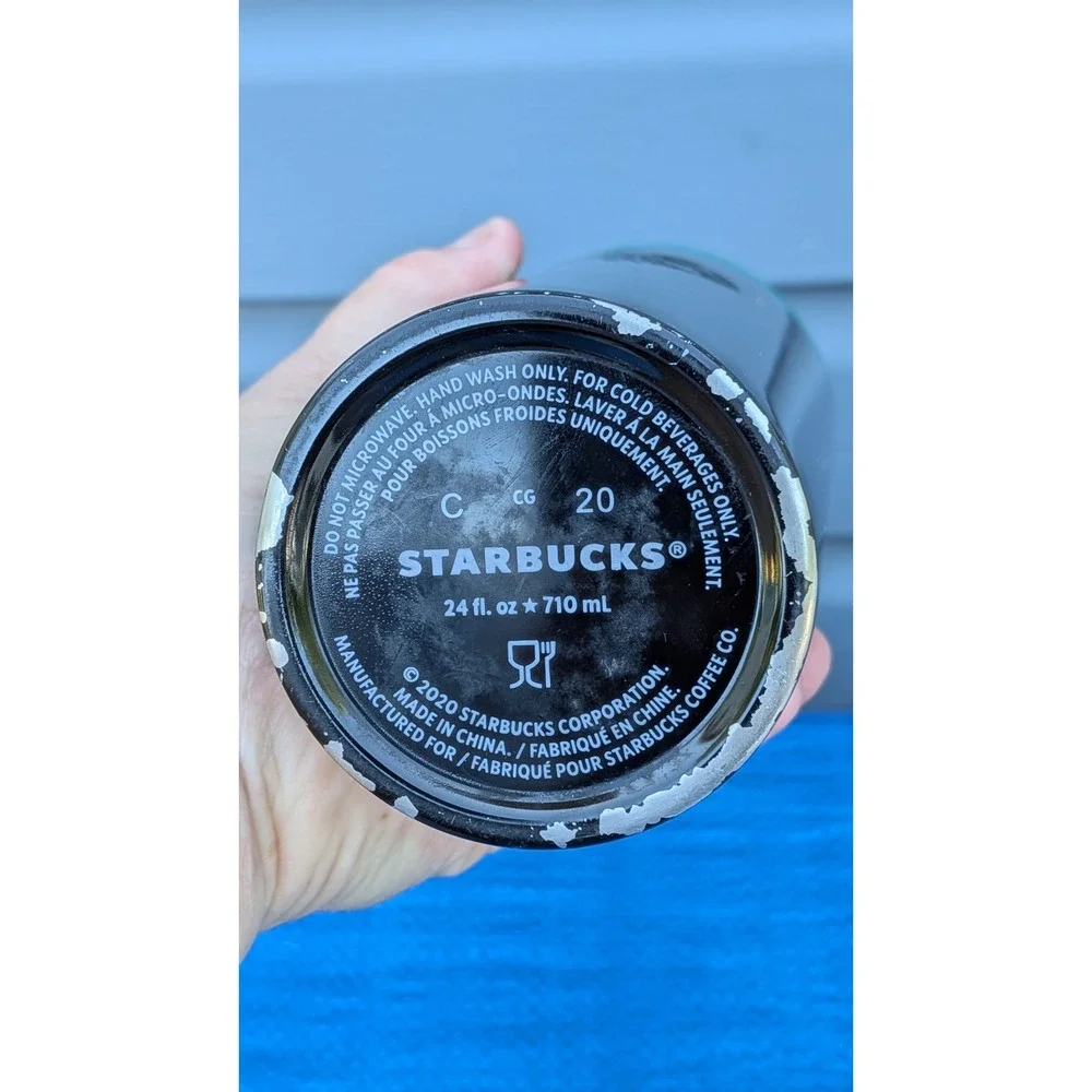 Starbucks Tumbler Lot of 3 Matte Black 24oz Teal Gradient 12oz Fabric Inlay 16oz